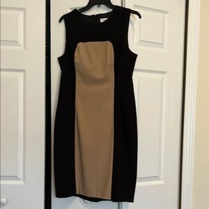 Calvin Klein Elegant Black and Tan Dress